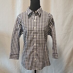 L.L. Bean Navy and White Gingham Shirt